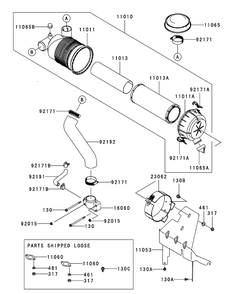 Kawasaki Fh680v-Ds29 Air-Filter And Muffler Diagram and Parts List for M48-KW (53AI8CT2050-23HP)(2010) Cub Cadet Lawn Tractor